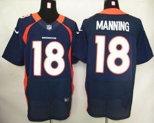 Nike Denver Broncos #18 Peyton Manning Navy Blue Men's Stitched NFL Elite Jersey