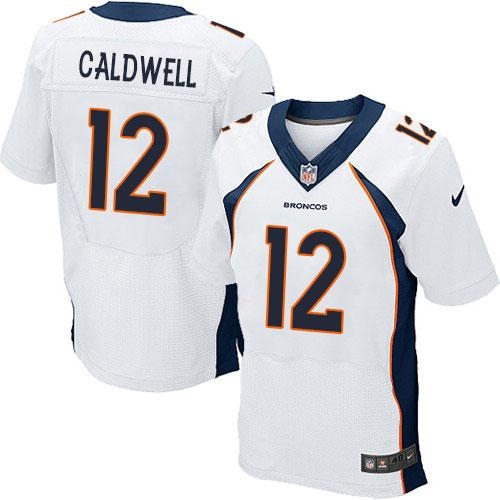 Nike Denver Broncos #12 Andre Caldwell White Men's Stitched NFL New Elite Jersey