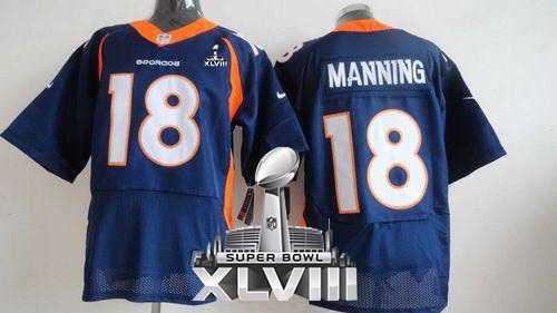 Nike Denver Broncos #18 Peyton Manning Navy Blue Alternate Super Bowl XLVIII Men's Stitched NFL New