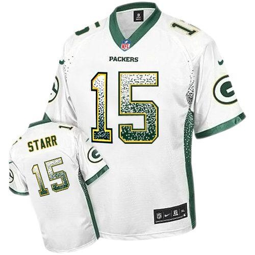 Nike Green Bay Packers #15 Bart Starr White Men's Stitched NFL Elite Drift Fashion Jersey