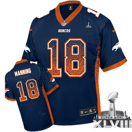 Nike Denver Broncos #18 Peyton Manning Navy Blue Alternate Super Bowl XLVIII Men's Stitched NFL Elit