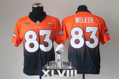 Nike Denver Broncos #83 Wes Welker Orange Navy Blue Super Bowl XLVIII Men's Stitched NFL Elite Fadea