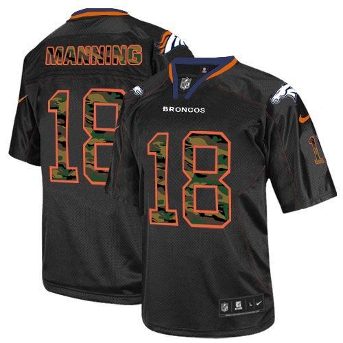 Nike Denver Broncos #18 Peyton Manning Black Men's Stitched NFL Elite Camo Fashion Jersey