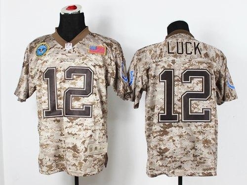 Nike Indianapolis Colts #12 Andrew Luck Camo Men's Stitched NFL New Elite USMC Jersey