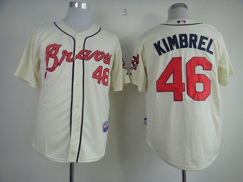 Atlanta Braves #46 Craig Kimbrel Cream Cool Base Stitched MLB Jersey