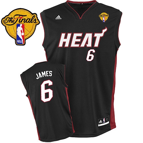 Miami Heat Finals Patch #6 LeBron James Black Stitched Youth NBA Jersey
