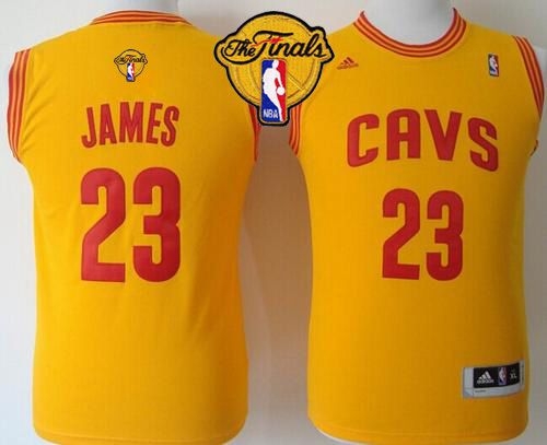Revolution 30 Cleveland Cavaliers #23 LeBron James Gold The Finals Patch Stitched Youth NBA Jersey