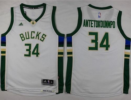 Milwaukee Bucks #34 Giannis Antetokounmpo White Stitched Youth NBA Jersey