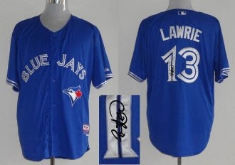 MLB Toronto Blue Jays #13 Brett Lawrie Stitched Blue Cool Base Autographed Jersey