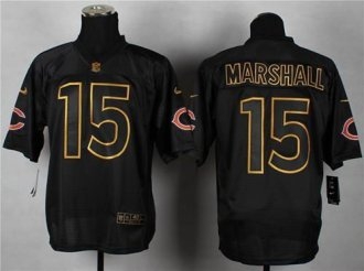Nike Chicago Bears -15 Brandon Marshall Black Gold No Fashion NFL Elite Jersey
