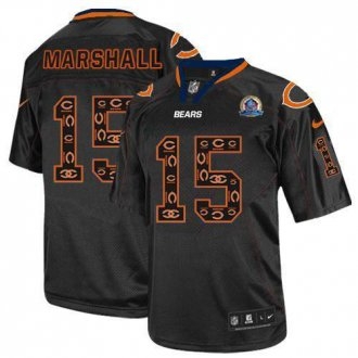Nike Bears -15 Brandon Marshall New Lights Out Black With Hall of Fame 50th Patch Stitched NFL Elite