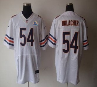Nike Bears -54 Brian Urlacher White With Hall of Fame 50th Patch Stitched NFL Elite Jersey