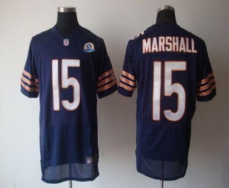 Nike Bears -15 Brandon Marshall Navy Blue Team Color With Hall of Fame 50th Patch Stitched NFL Elite