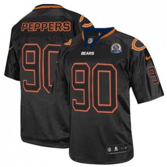 Nike Bears -90 Julius Peppers Lights Out Black With Hall of Fame 50th Patch Stitched NFL Elite Jerse