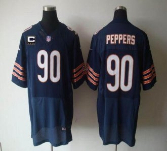 Nike Bears -90 Julius Peppers Navy Blue Team Color With C Patch Stitched NFL Elite Jersey