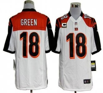 Nike Bengals -18 A J Green White With C Patch Stitched NFL Game Jersey