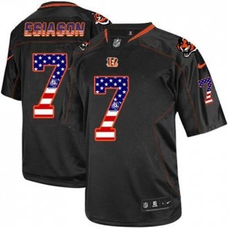 Nike Cincinnati Bengals -7 Boomer Esiason Black Stitched NFL Elite USA Flag Fashion Jersey